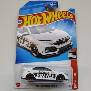 2018 Honda Civic Type R Hot Wheels HW Rescue 4/10 White Diecast